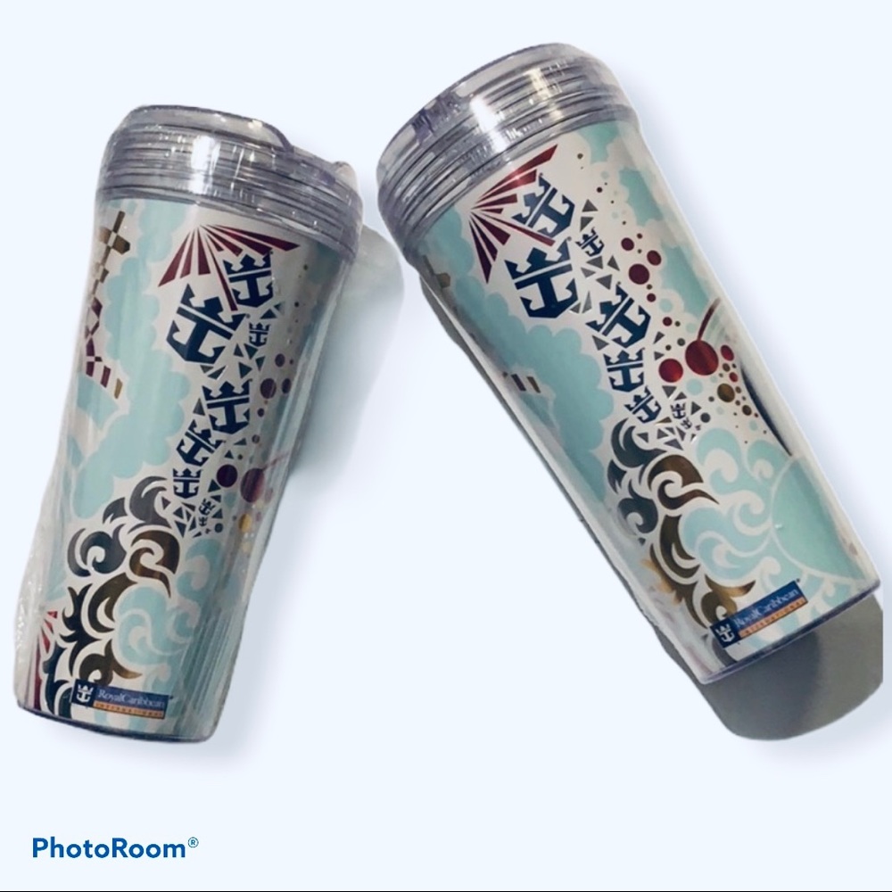 NIB TUMBLERS VTG 2 ROYAL CARIBBEAN BEVERAGE VACAY! - Picture 3 of 10